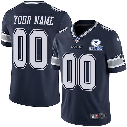 Men's Dallas Cowboys ACTIVE PLAYER Custom Navy Blue With Est 1960 Patch Limited Stitched NFL Jersey